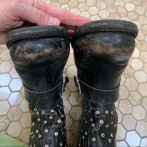 Frye Jenna stud Moto Biker boots - Picture 13 of 15